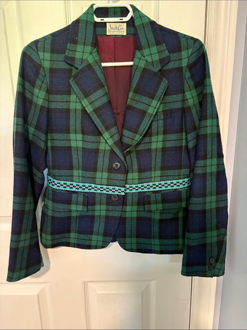 Vintage  Green and Navy Plaid wool blazer